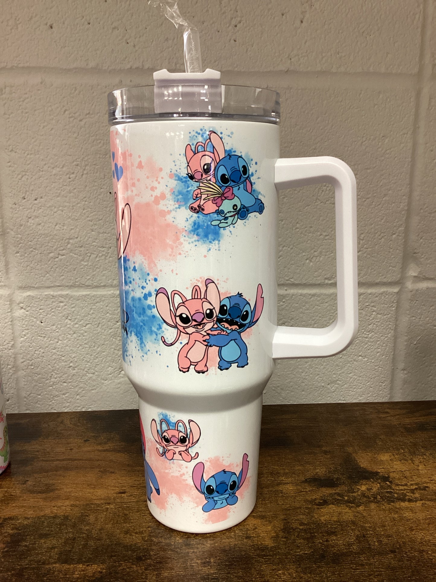 Stitch & Angel 40 oz Tumbler - white handle