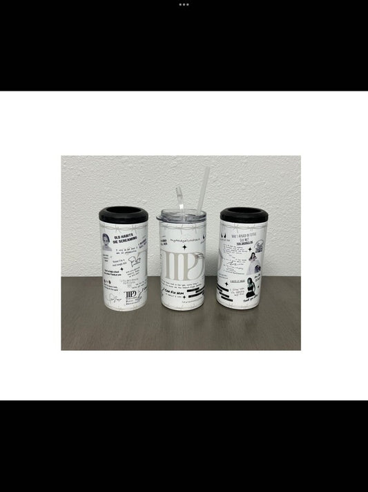 T Swift Lyrics Black & White 16 oz 4 in 1 Tumbler