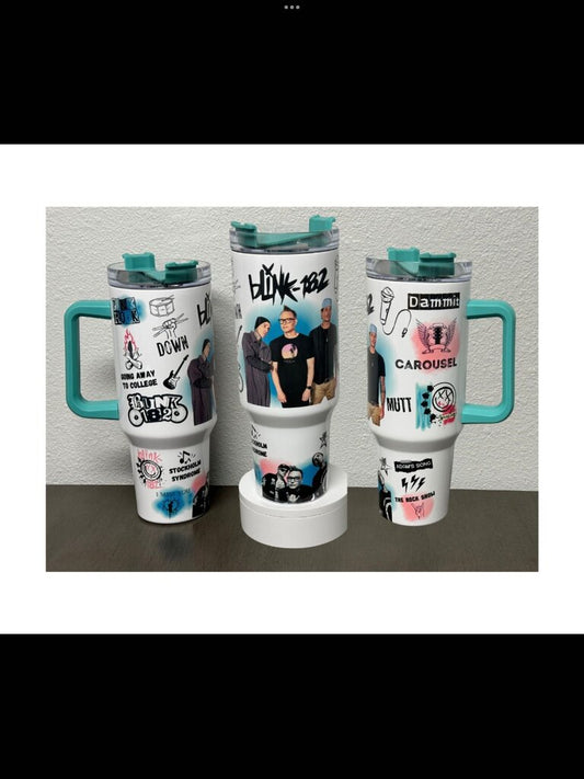 Blink 182 40 oz Tumbler - teal handle