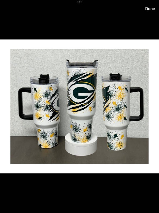 Green Bay Packers 40 oz Tumbler - black handle