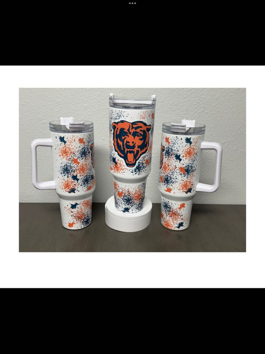 Chicago Bears 40 oz Tumbler - white handle
