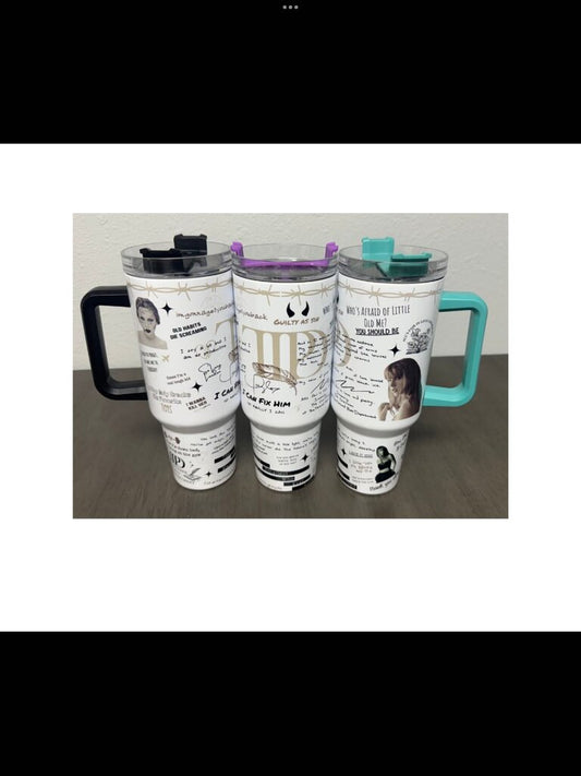 TTPD Lyrics Swiftie 40oz Tumbler- Black Handle