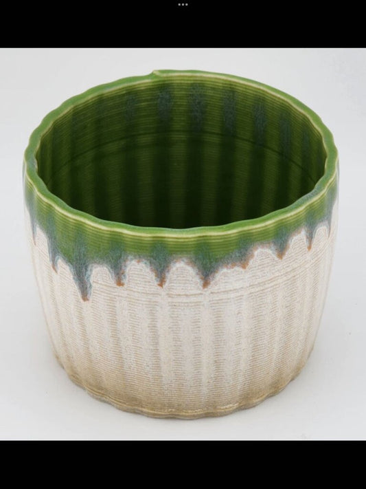 Green and white candle holder