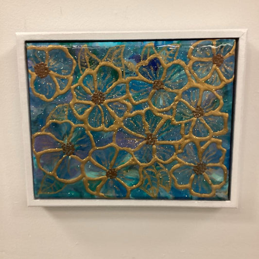 Framed 8"x10" balloon flower canvas