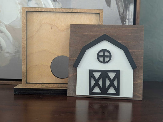 Black & White Barn Square
