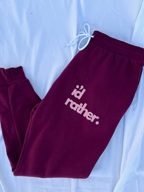 maroon i'd rather sweatpants med