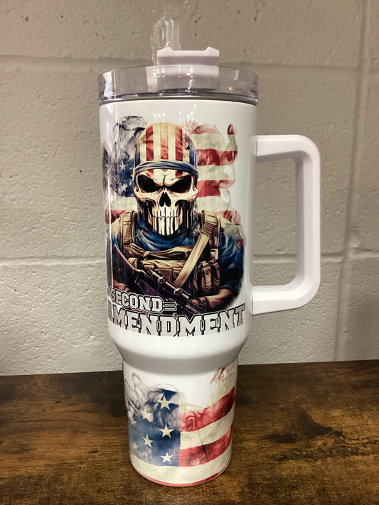 Second Amendment 40 oz Tumbler - white handle