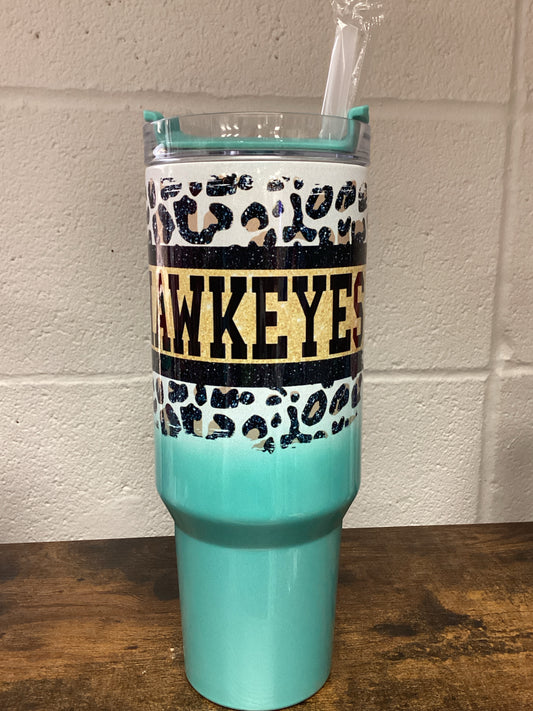 Iowa Hawkeyes 40 oz. Tumbler Teal & Leopard