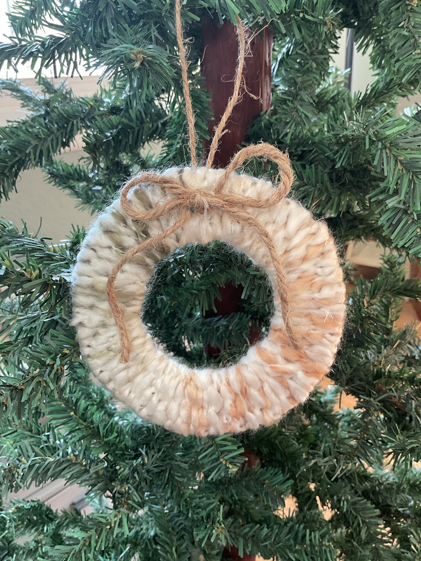 Neutral Yarn Christmas Wreath Ornament