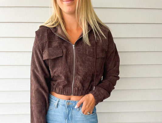 Brown Cropped Jacket M