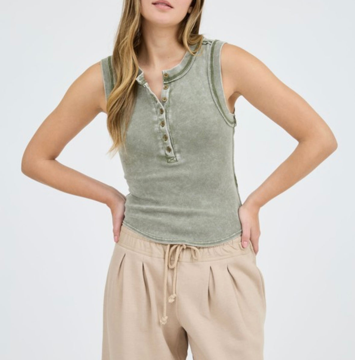 Washed Olive Tank Small
