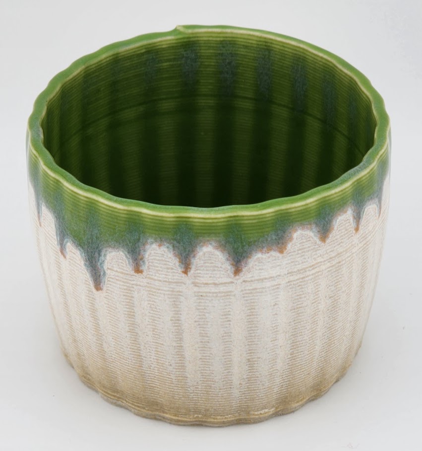 Green and white candle holder