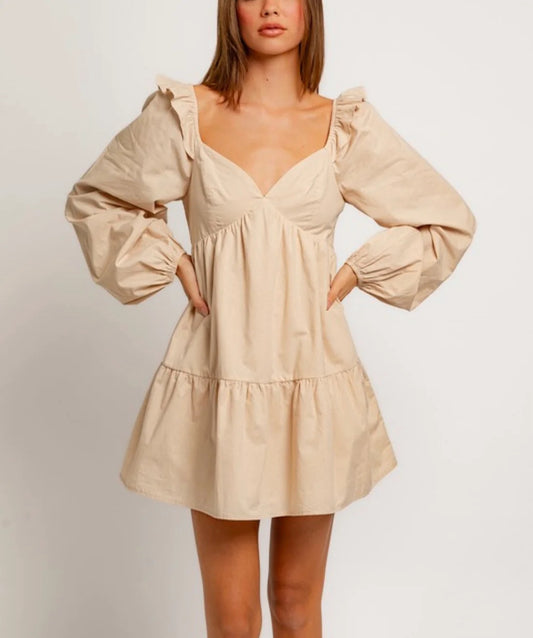 Beige Babydoll Dress S