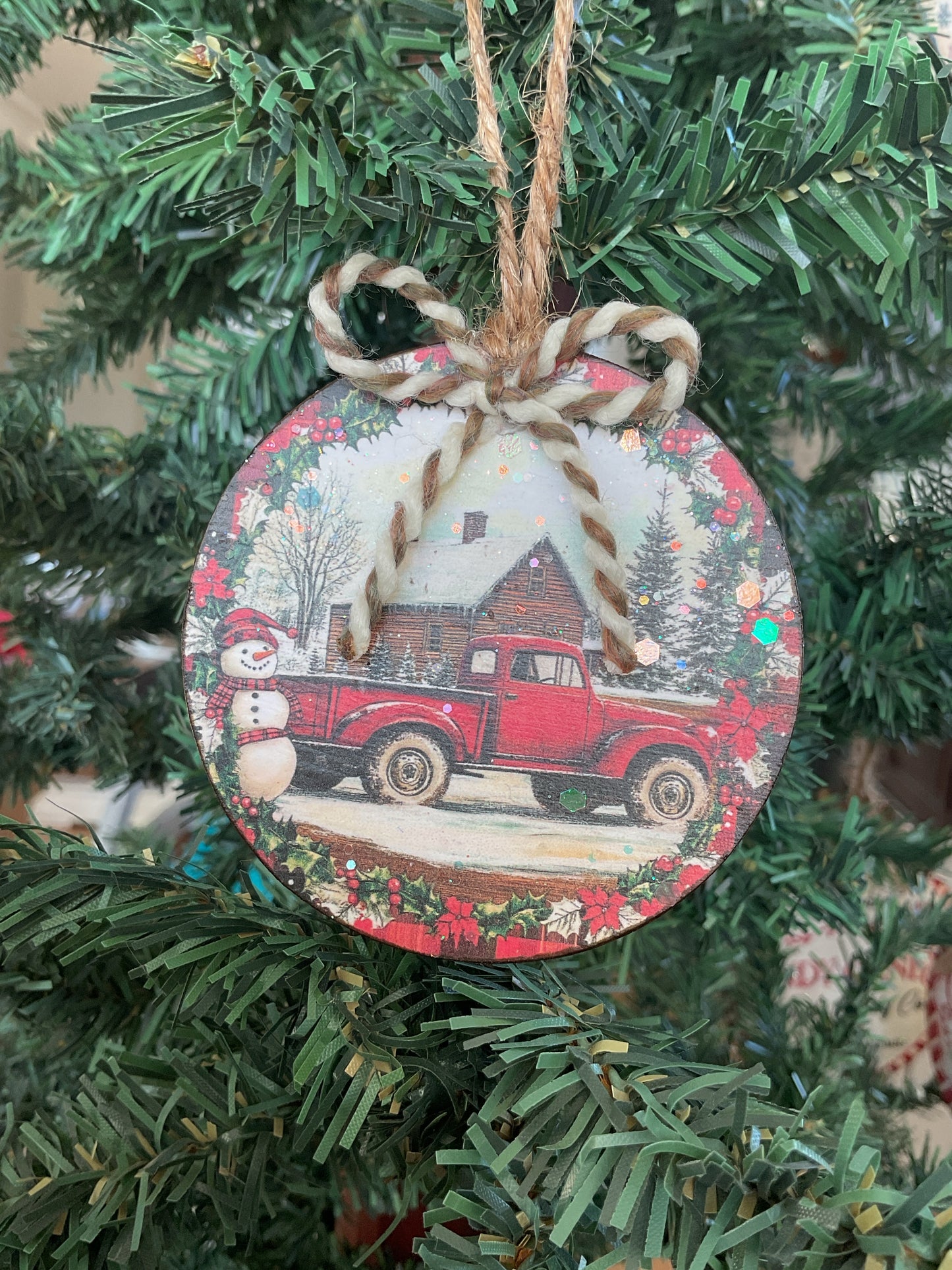 Truck & Snowman 3in. Ornament