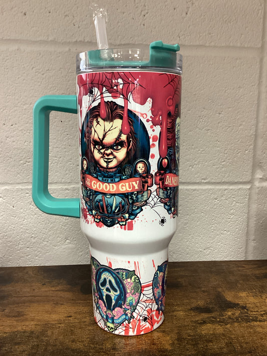 Horror 40 oz Tumbler - teal handle