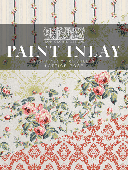 IOD Lattice Rose Paint Inlay 12X16 Pad