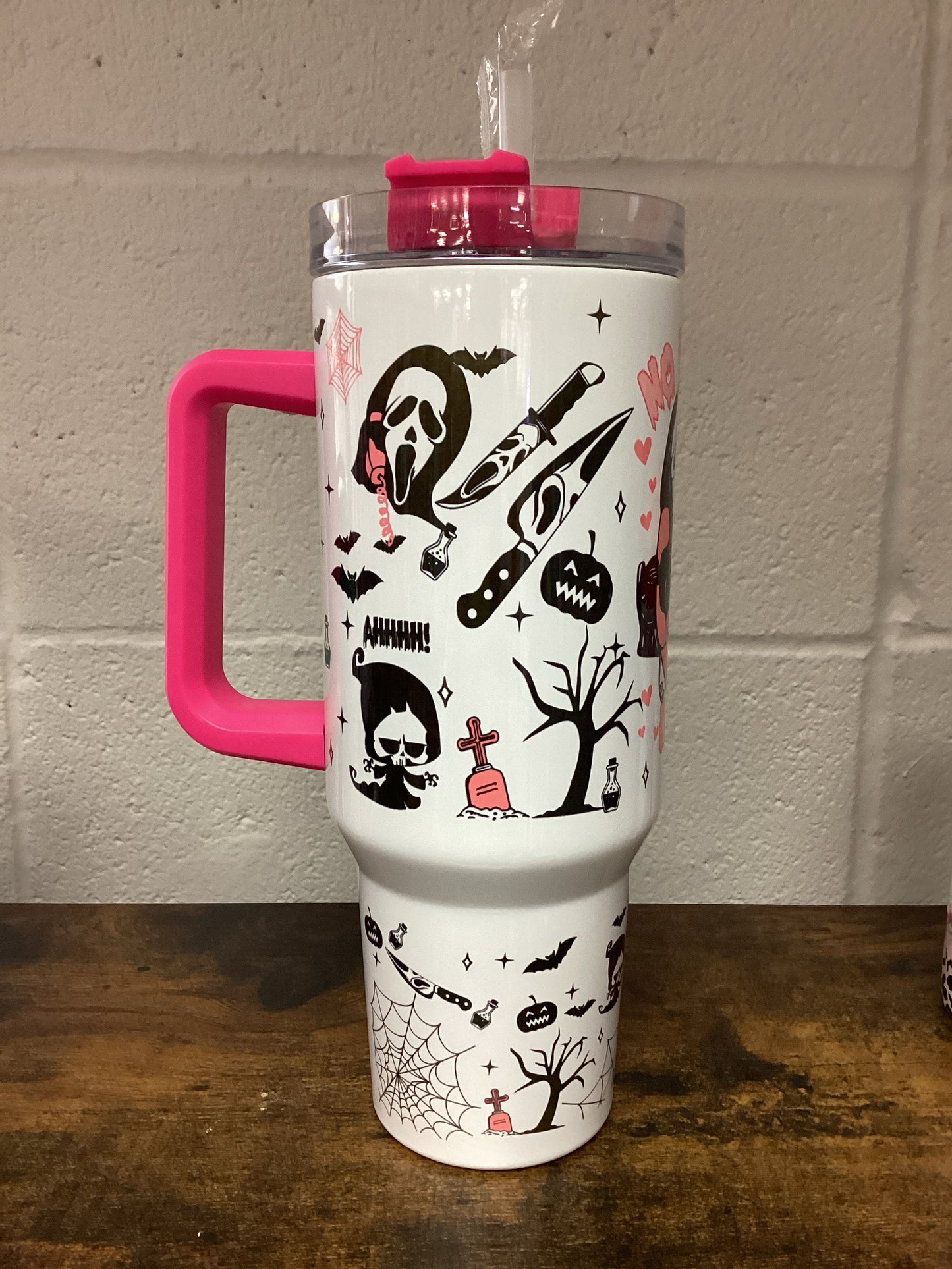 No You Hang Up 40 oz Tumbler - pink handle