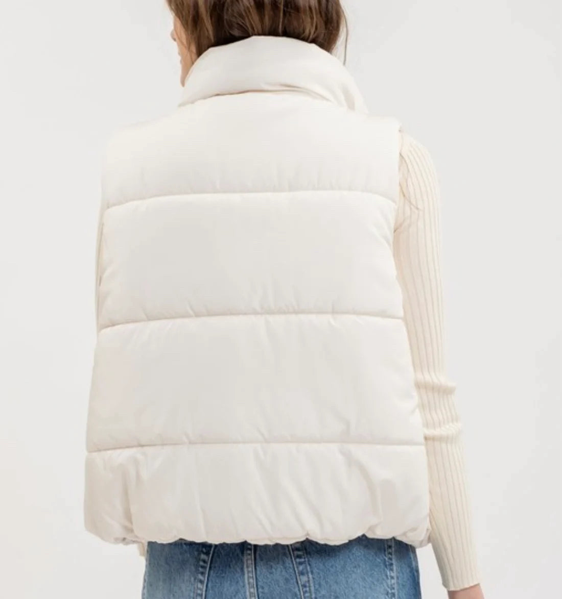 Ivory Puffer Vest S