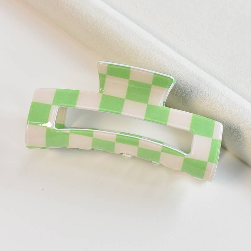 green checkered claw clip