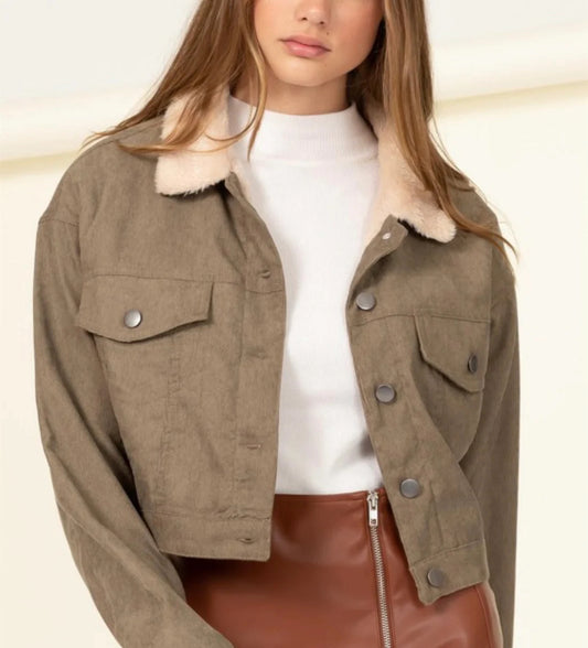 Olive Cropped Jacket S