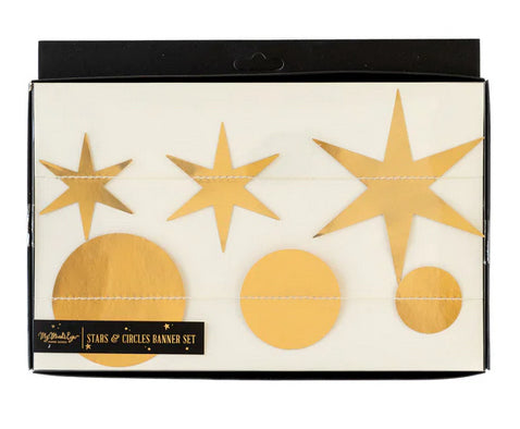 Gold star and circle banner set