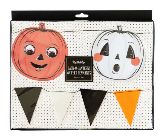 Vintage Halloween Pumpkins and Felt Pennant Banner