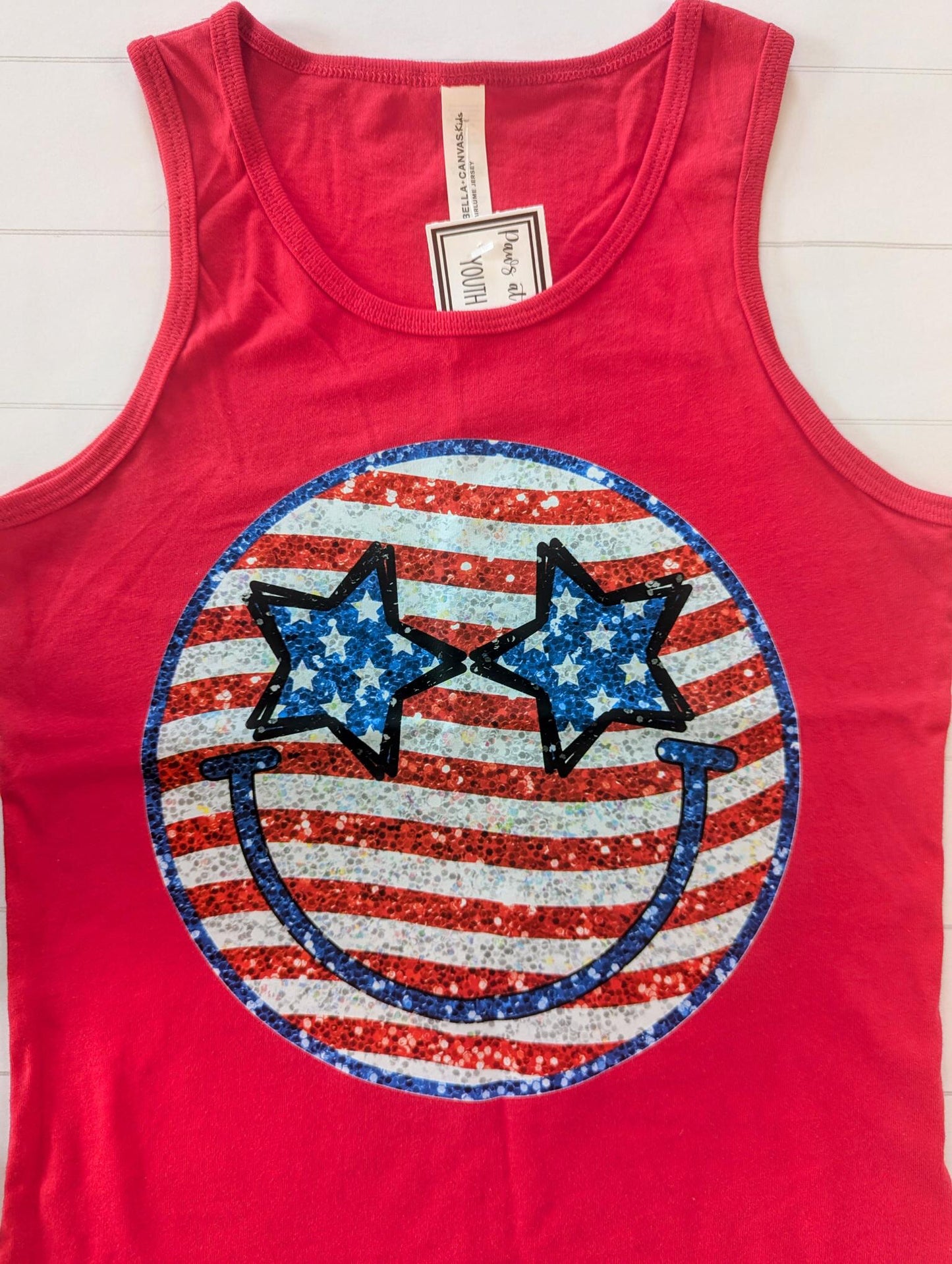 4th of July Smiley Youth Tank Top