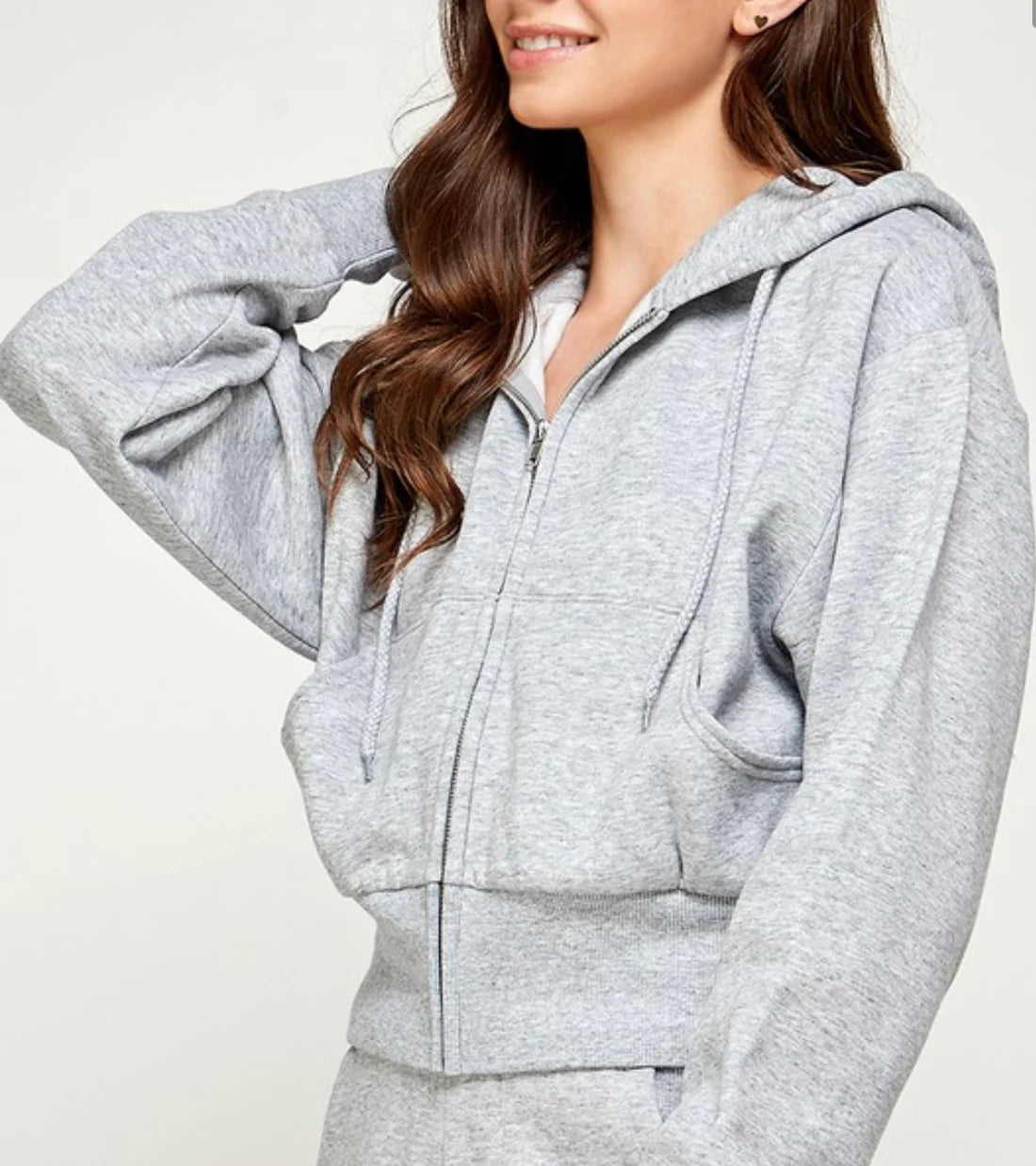 Grey Crop Zip - M