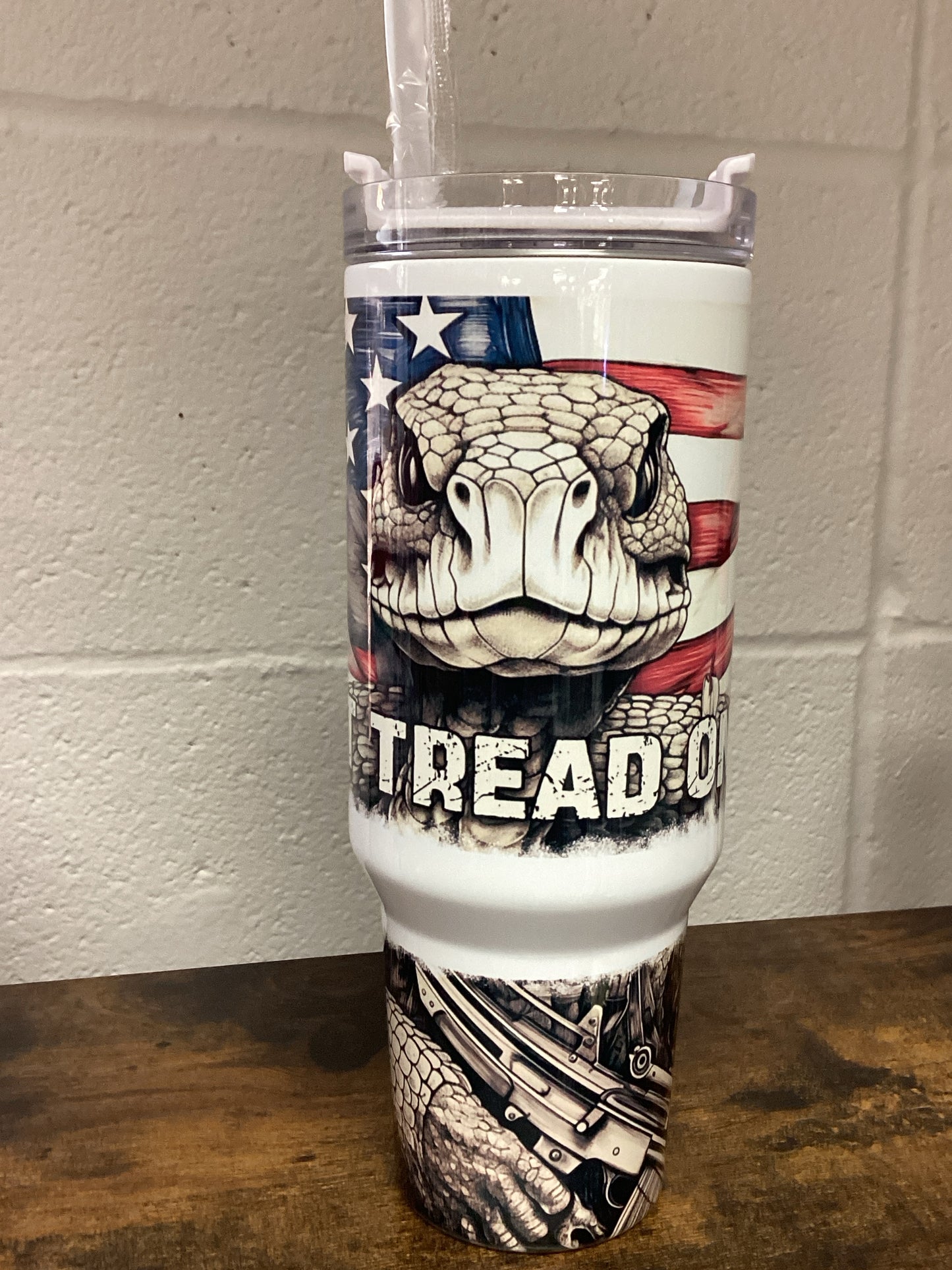 Tread on Me 40 oz Tumbler - white handle