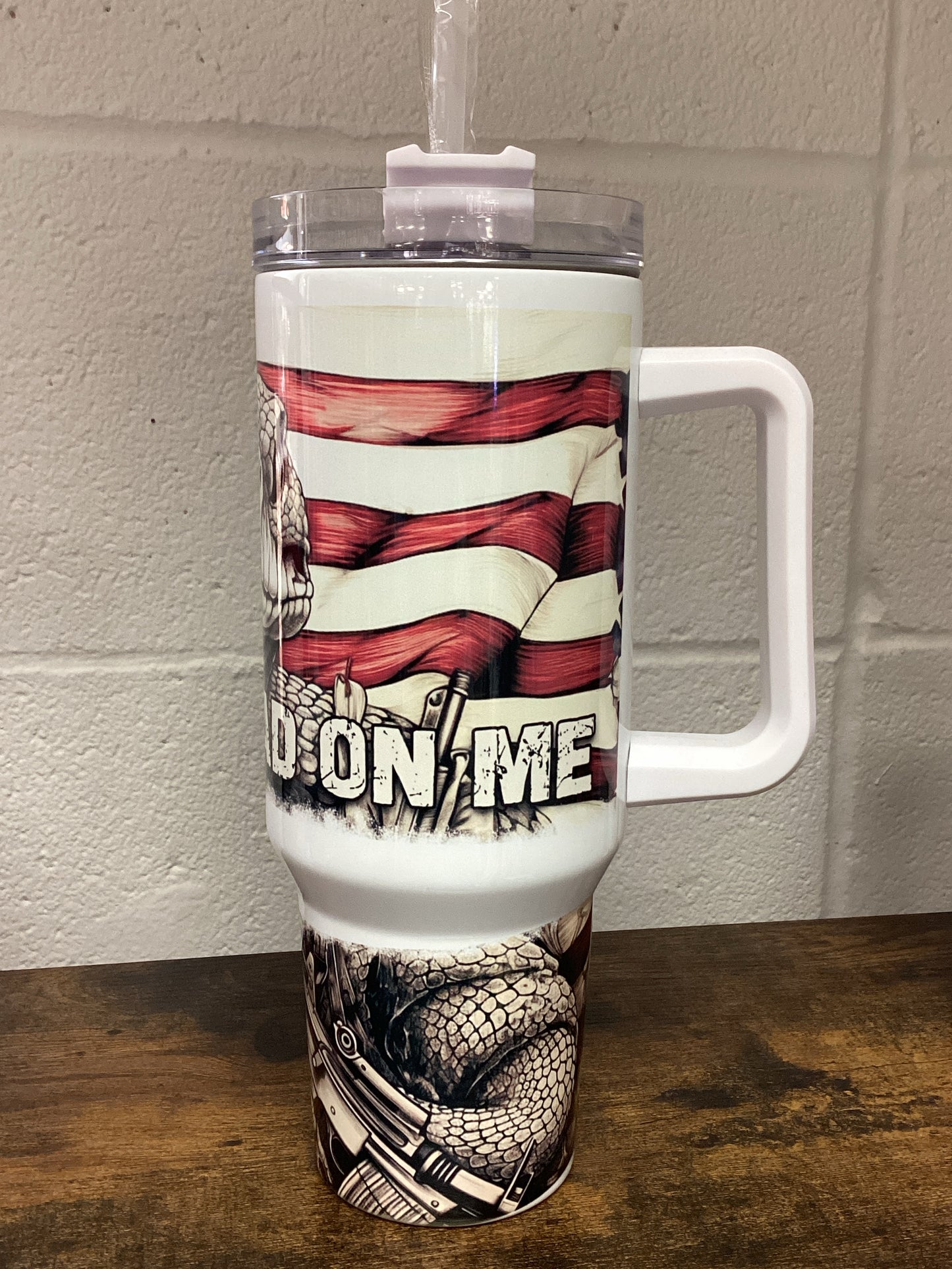 Tread on Me 40 oz Tumbler - white handle