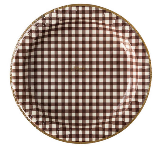 Harvest Brown Gingham Plate