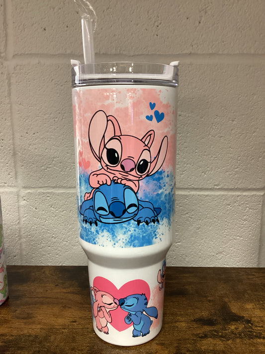 Stitch & Angel 40 oz Tumbler - white handle