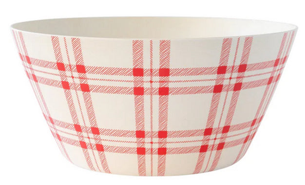 Red plaid reusable bowl