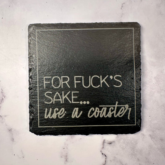 For Fucks sale slate coaster- Home Decor Wood Engraving