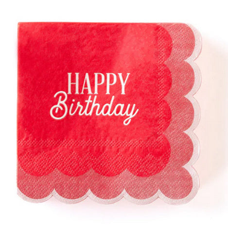 Pink Birthday Scalloped Napkin