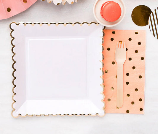 Basic blush scalloped plates