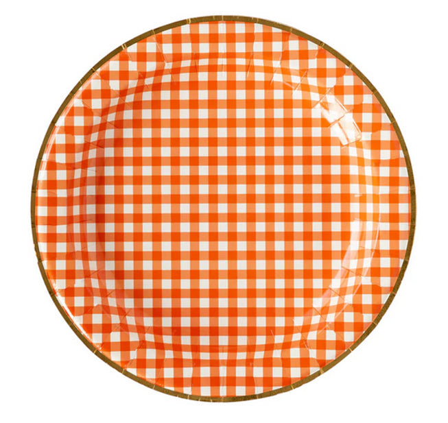 Harvest Orange Gingham Checked Plate