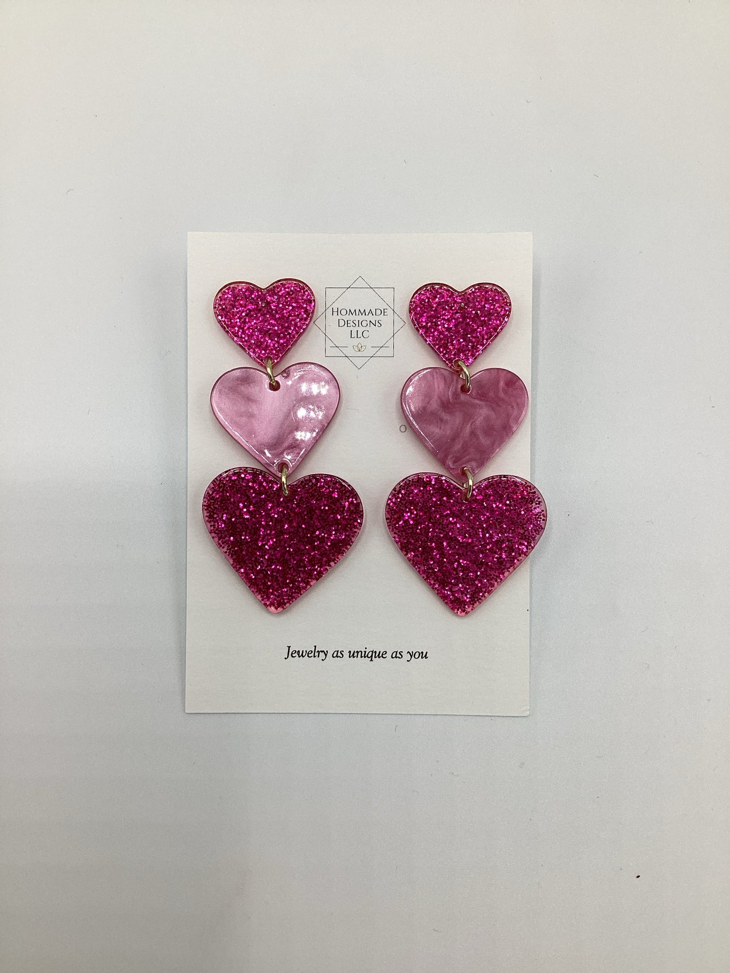 Pink Heart Acrylic Earrings