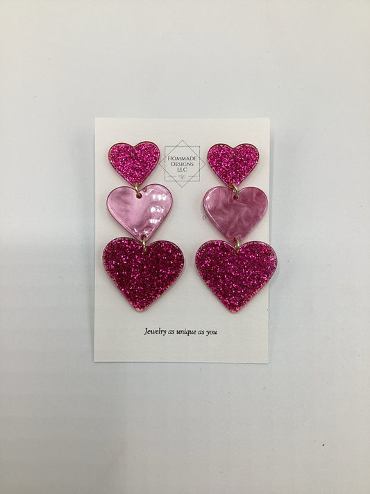 Pink Heart Acrylic Earrings