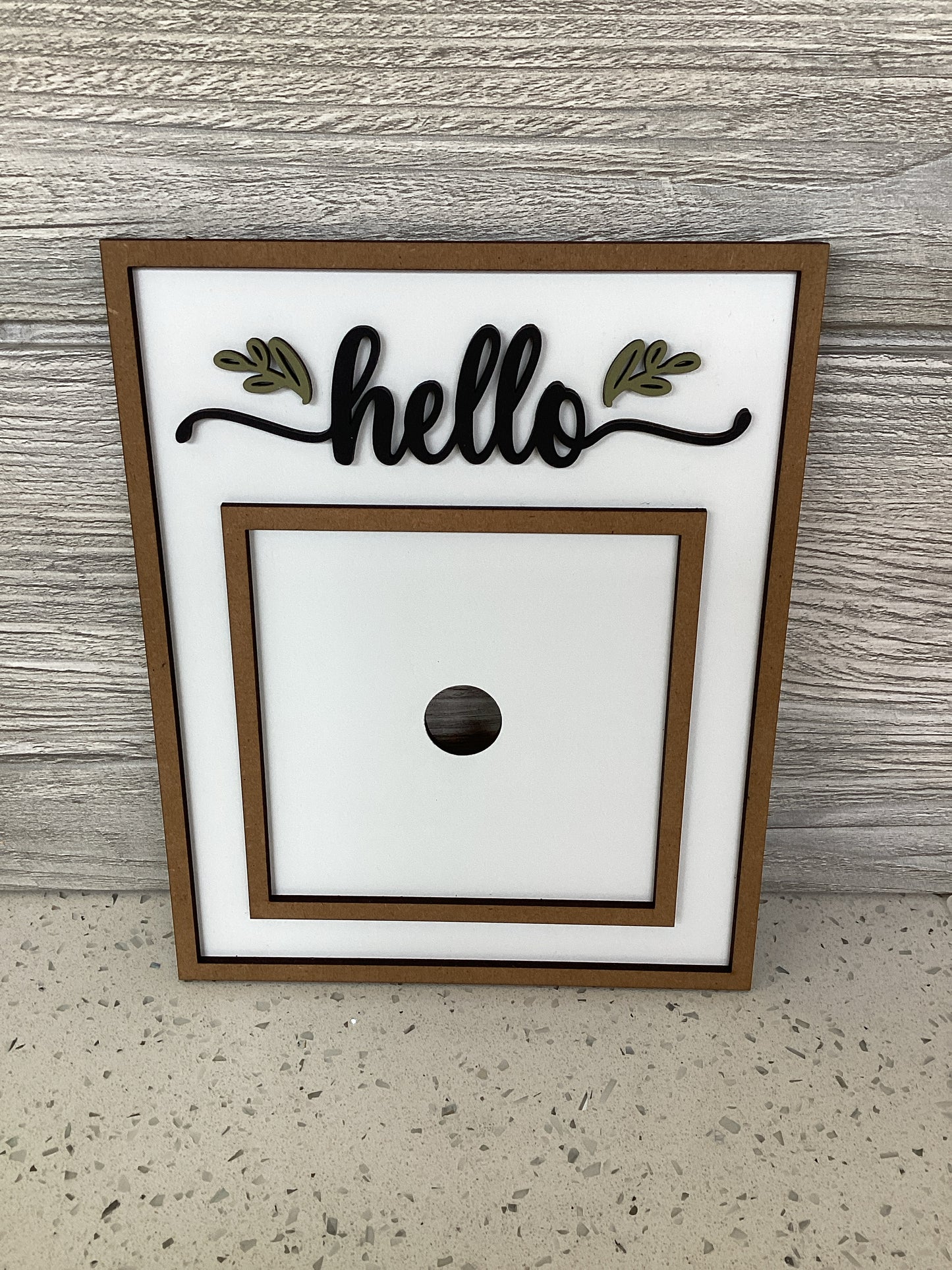 White Hello Square Frame