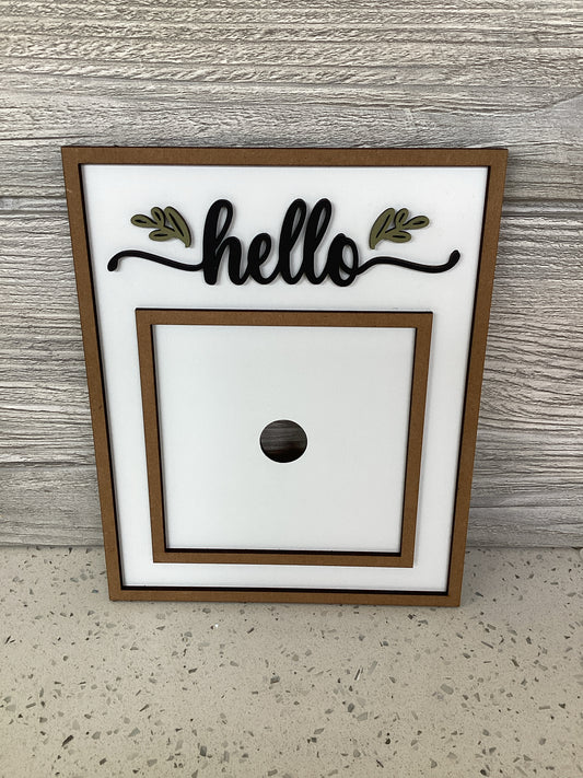 White Hello Square Frame