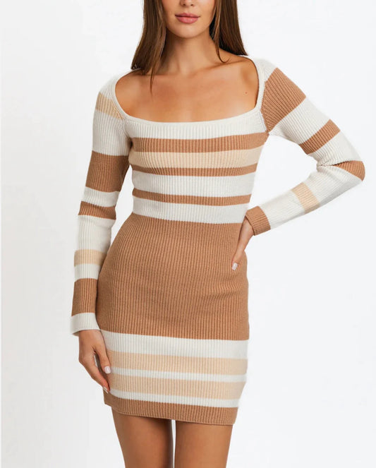 Stripe Knit Dress - L