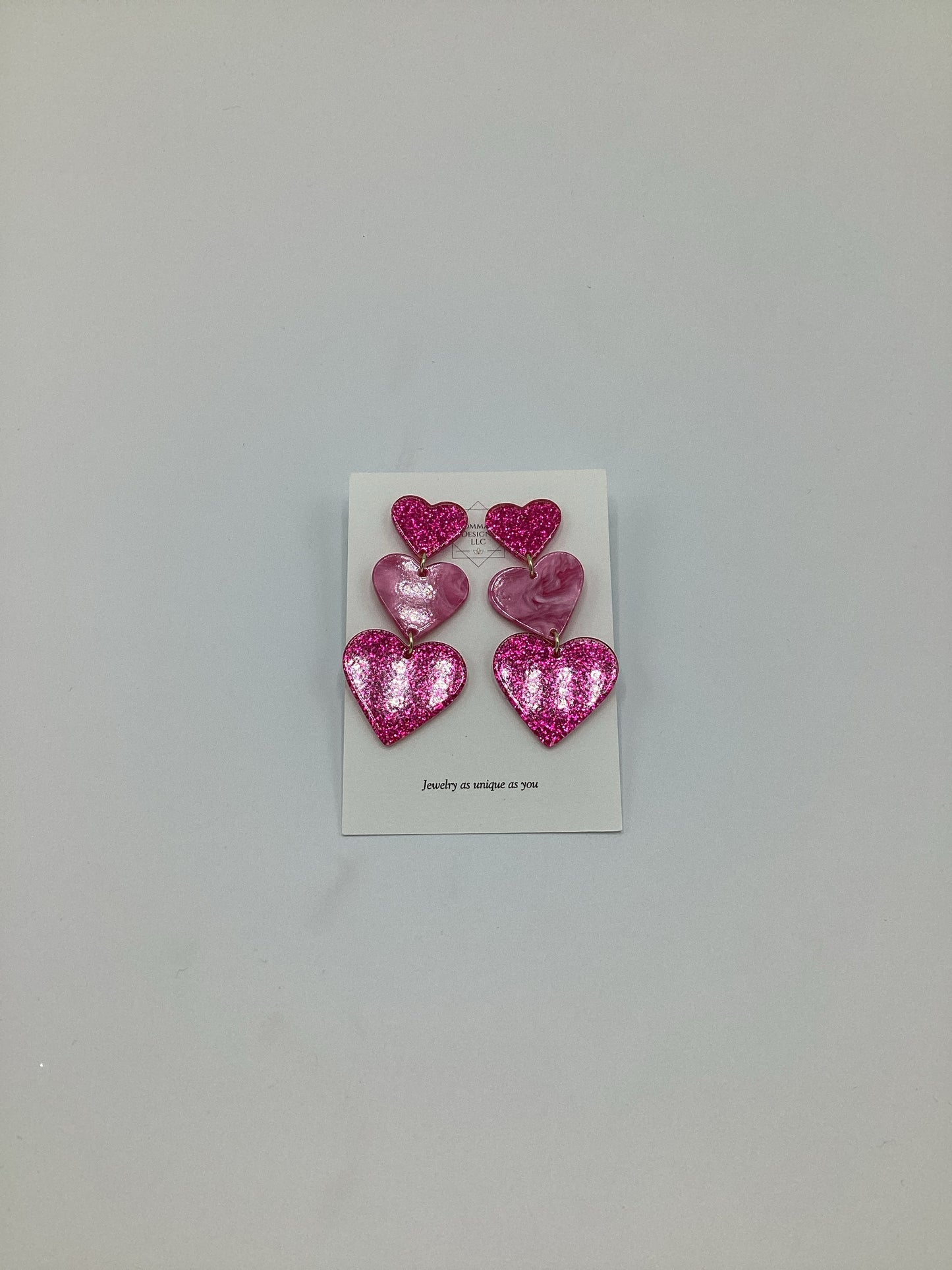 Pink Heart Acrylic Earrings