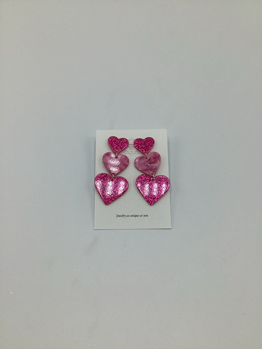 Pink Heart Acrylic Earrings