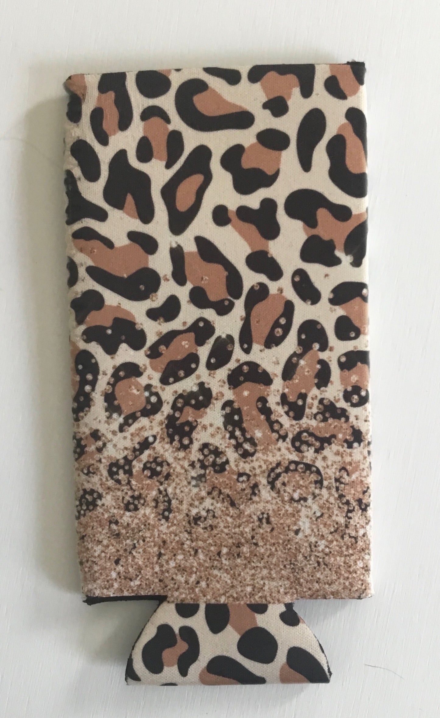 Glitter Leopard Slim can cooler